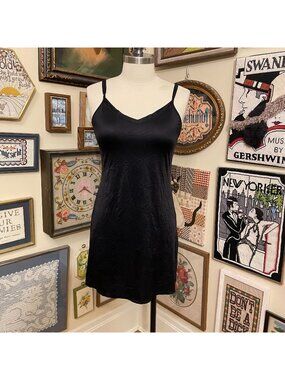 Vassarette Womens Spin Slip Black Stretch 2-Way Slip Dress Size L